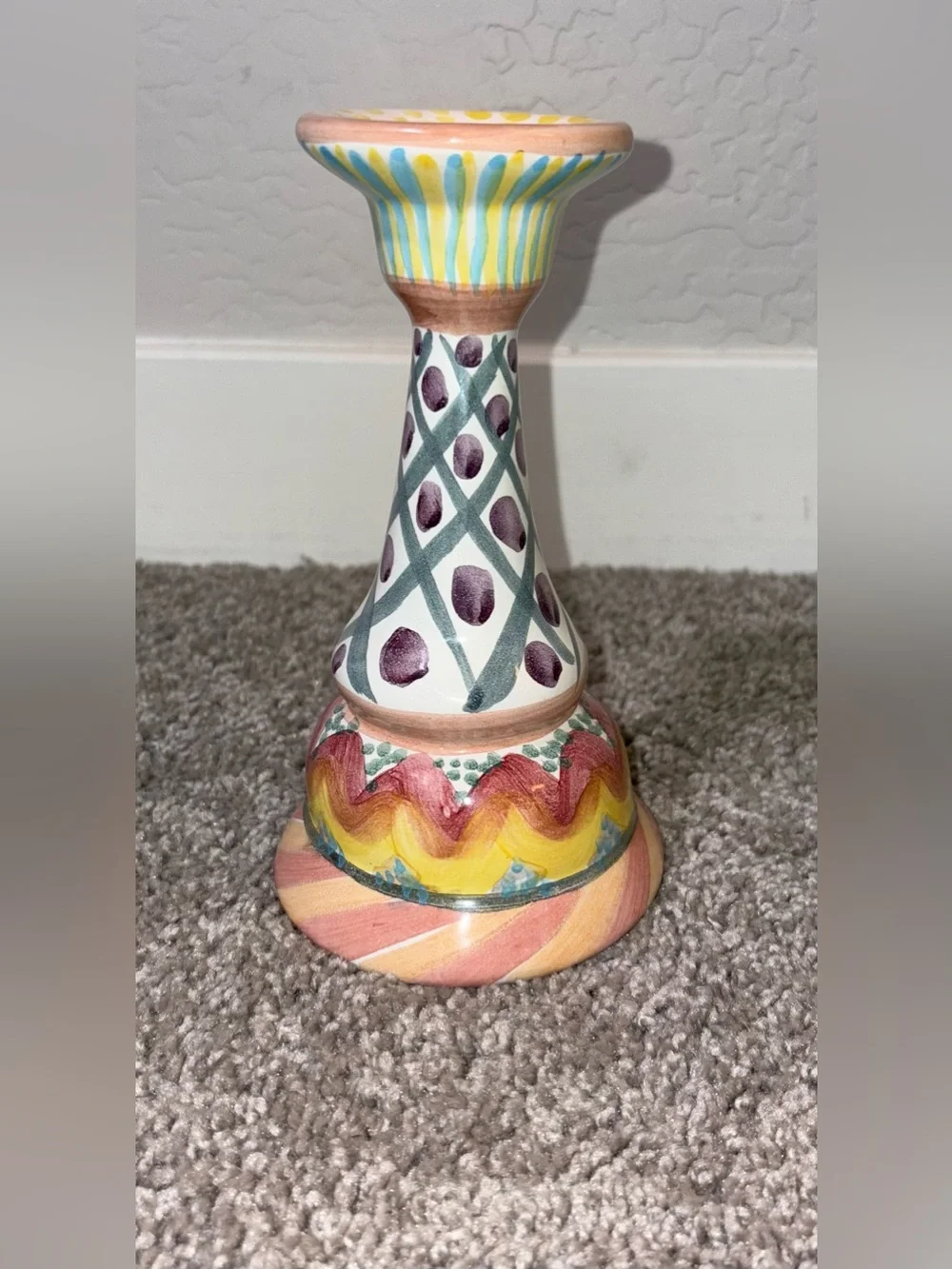 3 Mackenzie-Childs Vintage Taylor Keukenhof candle stick holders